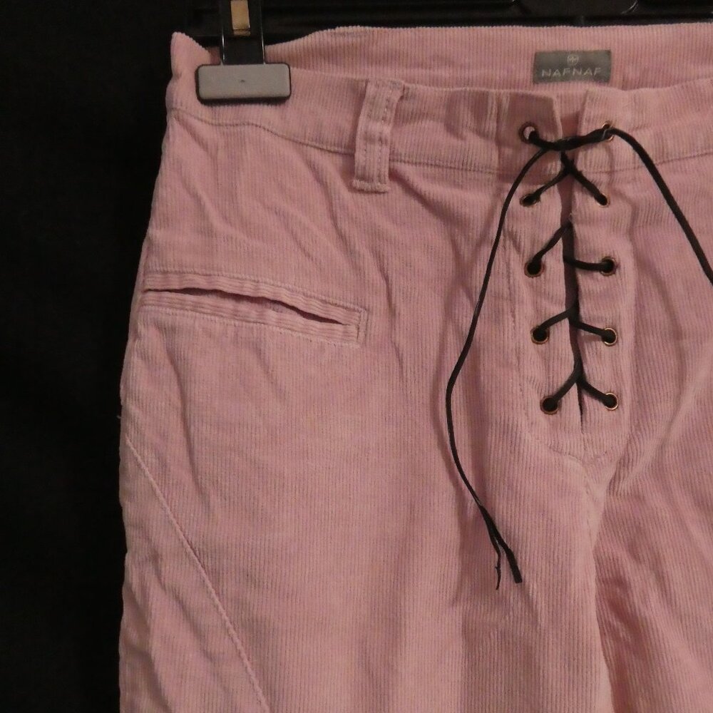 Vintage | NAF NAF | size 38 | Pastel Pink Flare Pants with Lace-Up Closure - Picture 3 of 16
